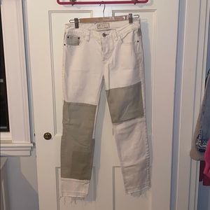 Free People White Patchwork Boyfriend Jeans